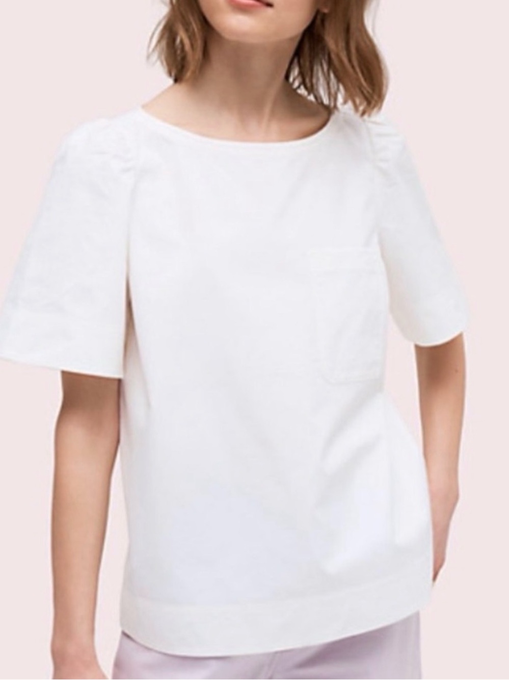 kate spade White Short-Sleeve Twill Blouse Size Small